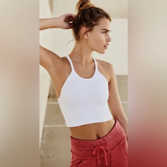 ❄️SOLD❄️Happiness Runs Crop Tank Top Sz:M/L (8-12) Color: White - Picture 1 of 5